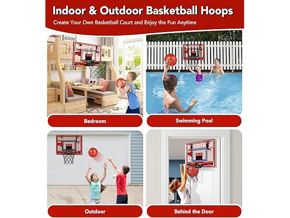 Over Door Mini Basketball Hoop w/ Lights