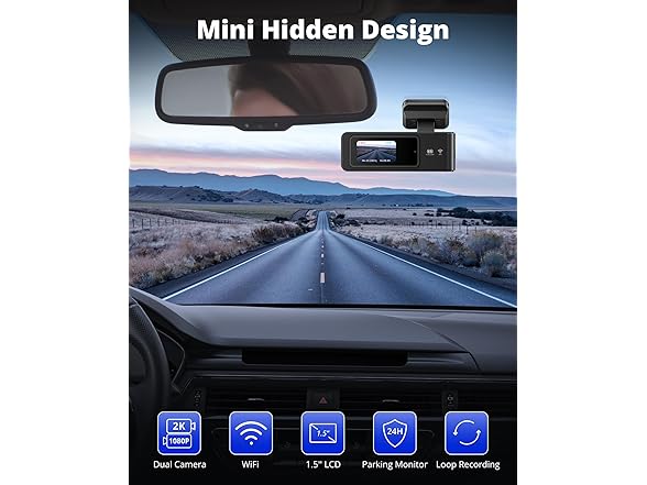 (NEW) Kingslim Front & Rear Wifi Dashcam 2K+1080P