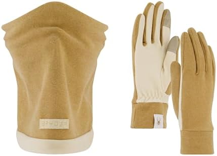 Spyder Womens Two Piece Set - Reversible Neck Gaitor and Gloves, Taupe, One Size