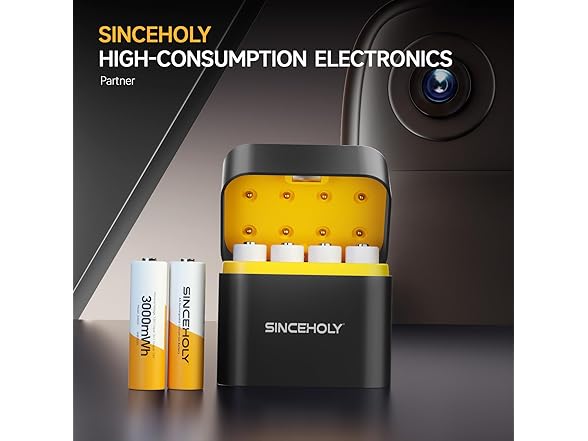 (8 PACK) SINCEHOLY Lithium AA Rechargeable Batteries 1.5V 3000mWh
