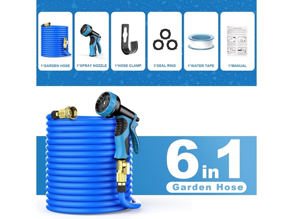 NEWESY 100FT Expandable Garden Hose with Nozzle BLUE