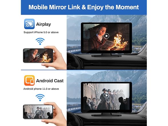 9 Wireless CarPlay Android Auto w/ Dash Cam