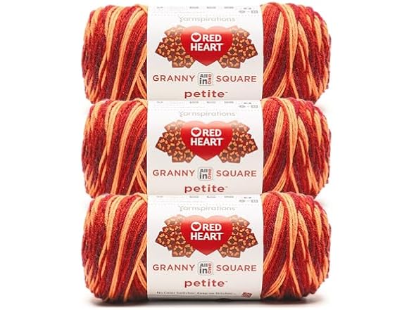 Red Heart All in One Granny Square, 3Pk- Foxy