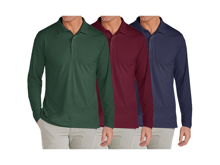 3-Pack Men's Long Sleeve Pique Polo Uniform Shirt