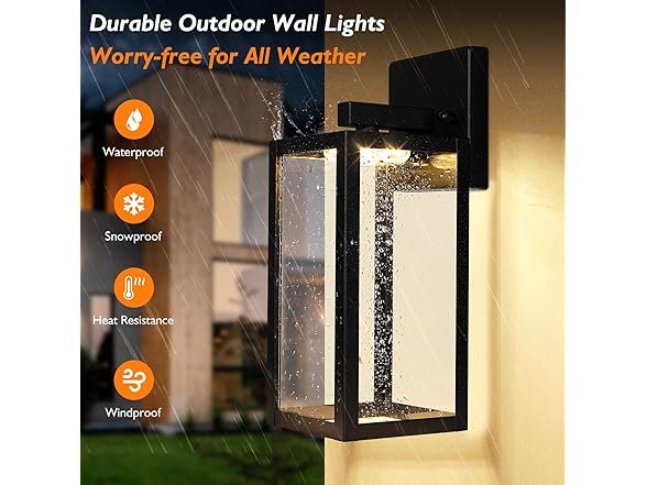 Yochoice 2Pk Outdoor Light Fixture Black Wall Lantern