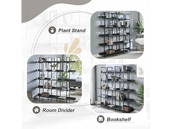 5-Tier Bookcase with Metal Frame Vintage