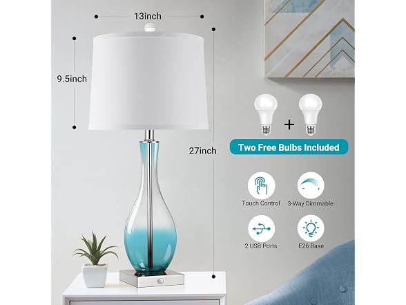 WIHTU Glass Table Lamps