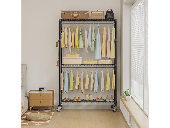 Simple Deluxe Rolling Clothes Rack