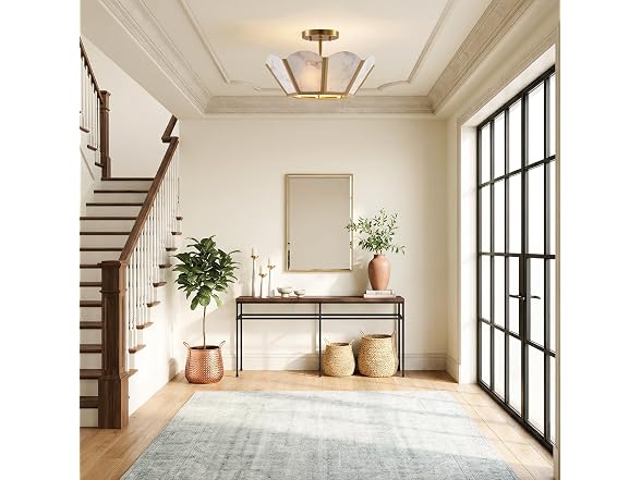 Gold Semi Flush Mount Chandelier Light for Kitchen, 15"