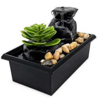 Battery-Operated LED Succulent Tabletop Fountain - Gallery 3