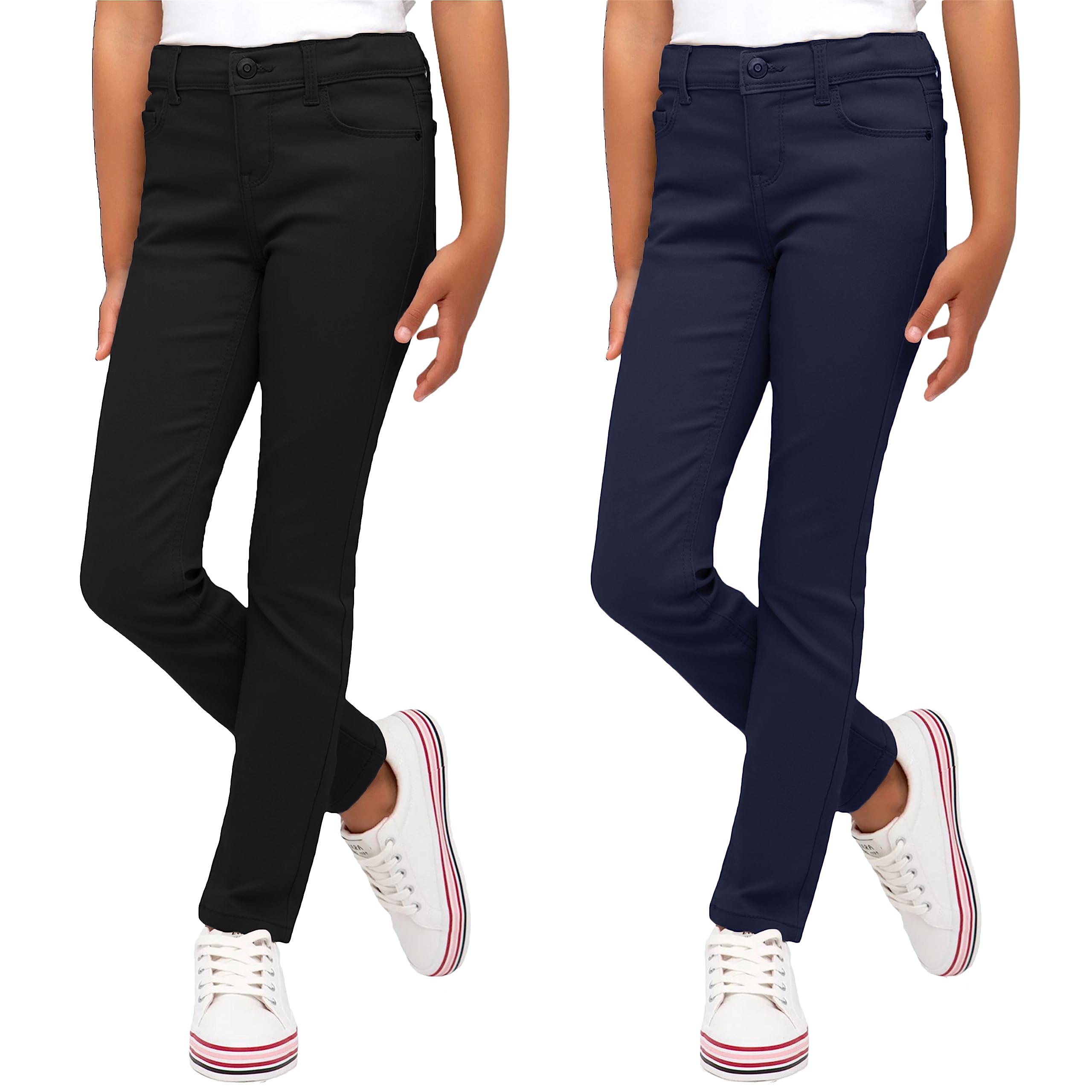 2PK Girls Stretch Pencil Uniform Pants - Gallery 13