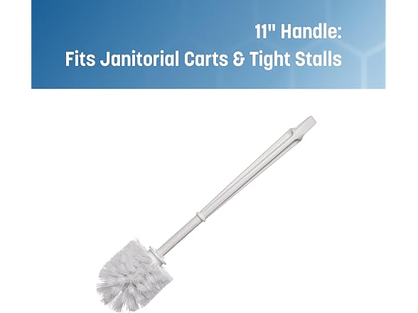 Sparta Flo-Pac Toilet Bowl Brush, 24 Pack for Commercial Restrooms, Heavy Duty Toilet Brush with Plastic Handle for Bathrooms, 11 Inches, White (Pack of 24)