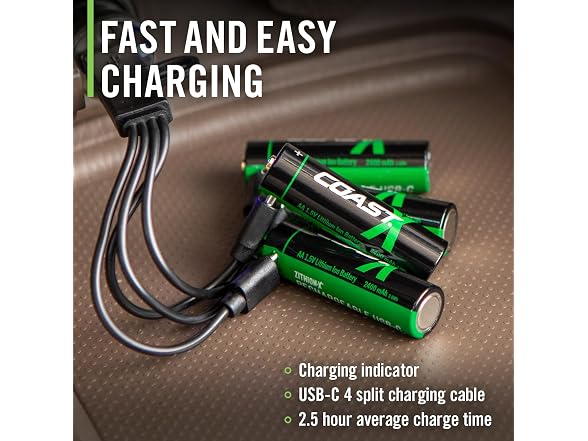 Coast Zithion-X AA Rechargeable Batteries & Charging Station