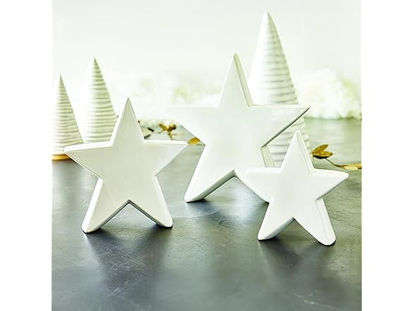 Ceramic Star Sculptures for Mantle or Tabletop, Set of 3