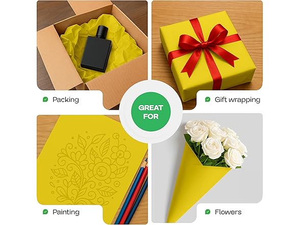12" x 1200" (100 feet) Yellow Kraft Paper Roll, Pack of 4