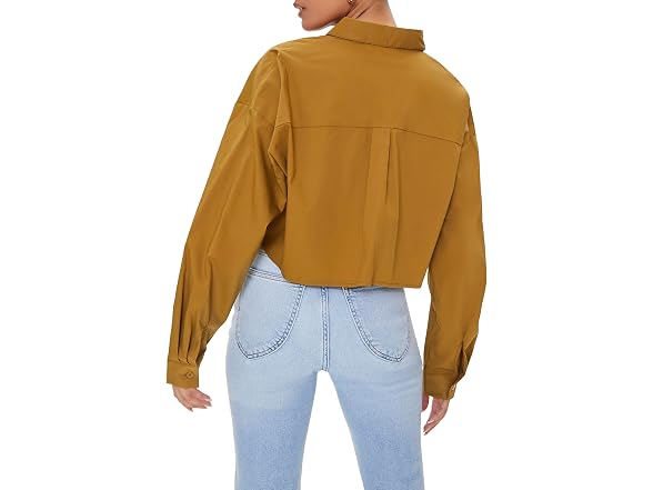Forever 21 (S) Cropped Poplin Cigar Shirt