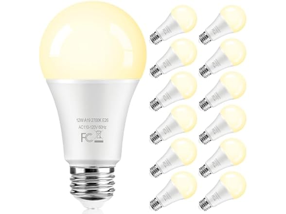 TOBUSA 12-Pack A19 LED Light Bulbs 2700K