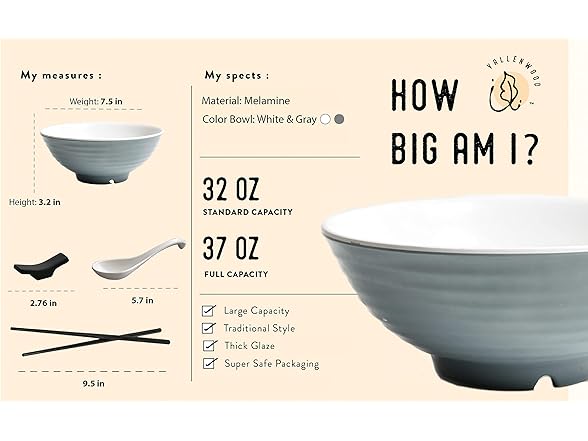2 32oz Noodle Bowl Sets (6 pieces)