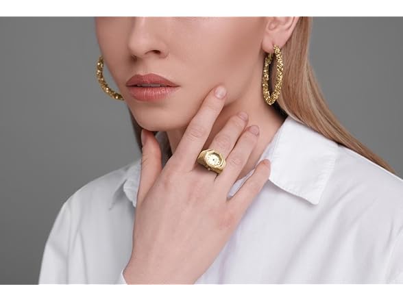 Simpson Women Gold Octagon Ring Watch