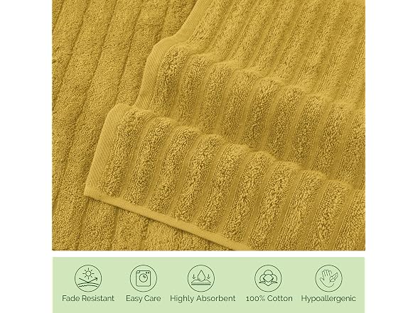 Elegant Comfort 100% Turkish Cotton Corduroy Towels, Gold