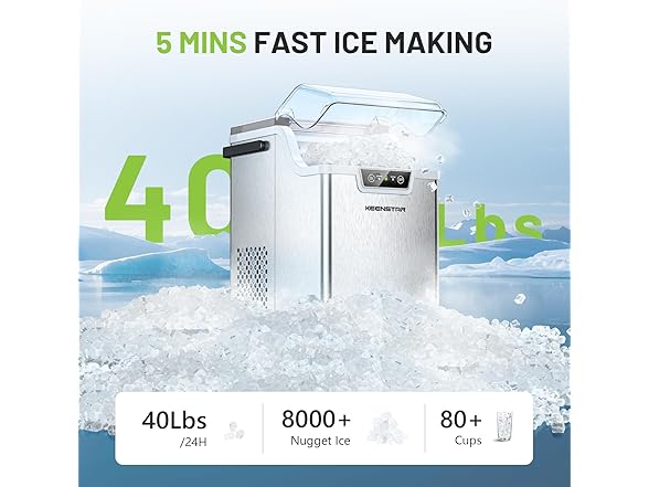 Nugget Countertop Ice Maker with Soft Chewable Ice 40Lbs