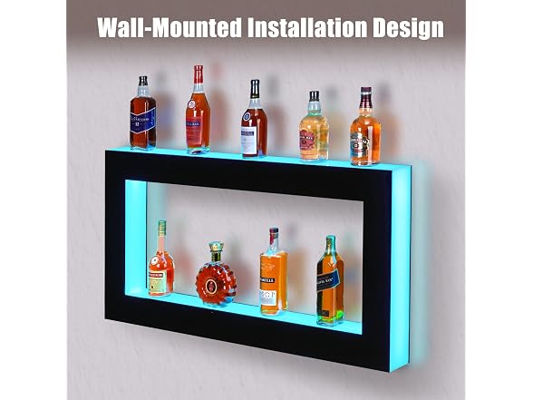 48'' LED Lighted Liquor Bottle Shelf, 2 Tier
