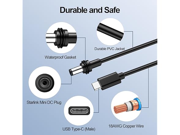 UBeesize Starlink Mini 10FT USB-C to DC