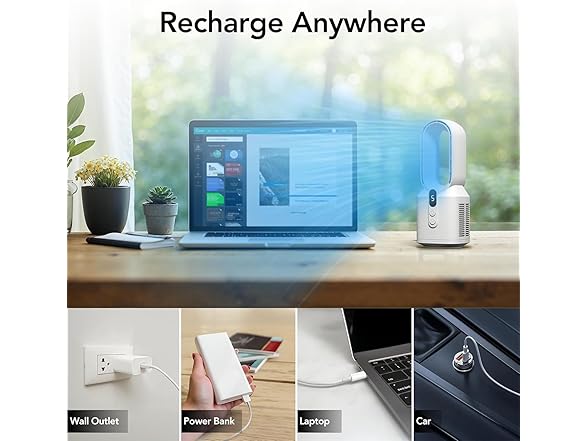 EZ-CHILL 14" Rechargeable Bladeless Fan