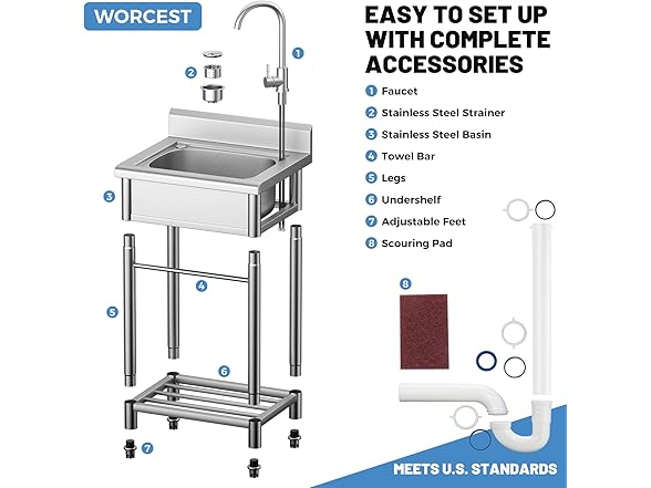 Worcest Stainless Steel Utility Sink