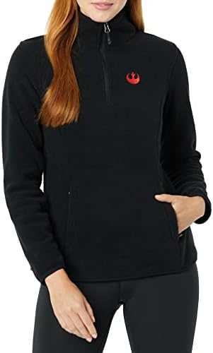 Amazon Essentials Disney | Marvel | Star Wars | Princess Women's Polar Fleece Quarter-Zip Mock Jackets, Star Wars Rebel Logo, Small