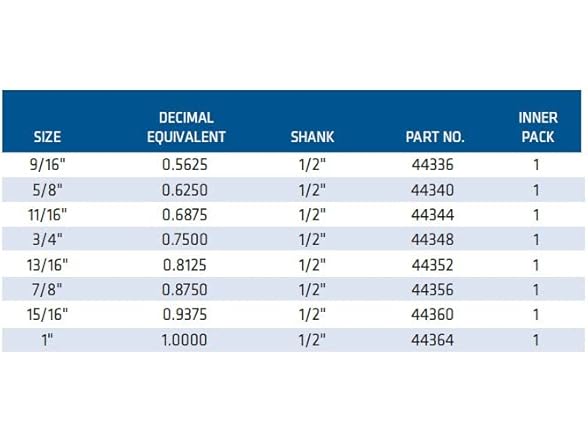 Century 44365 1" Silver and Demming Bit blue