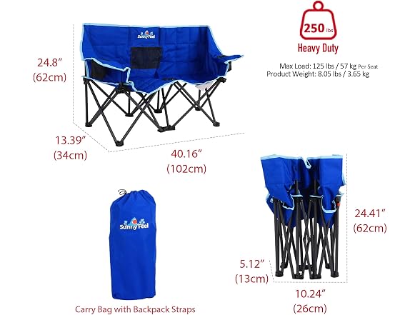 SUNNYFEEL Blue Kids Double Camping Chair