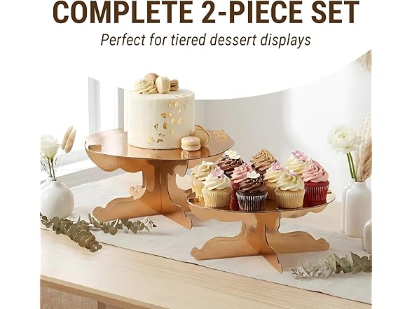 Gold Cardboard Cake Stands - 2 Pieces