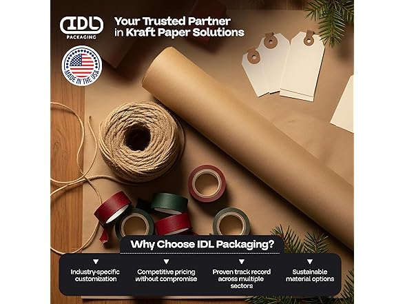 IDL Packaging 18" x 180 ft Pack Brown Kraft Paper Roll
