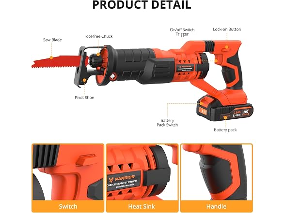TILSWALL ML-RS18-200K Cordless Reciprocating Saw Ora