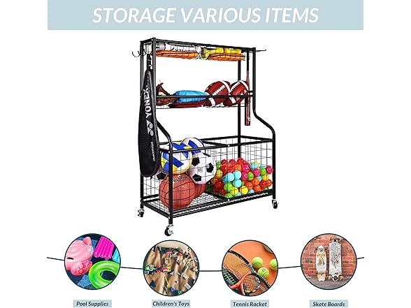 Fitvids Garage Sports Equipment Organizer