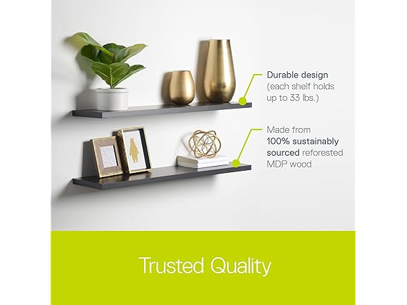 Delta Cycle 2-Pack Floating Shelves 36" x 8" x 1", Black