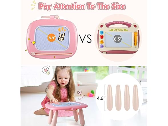 Magnetic Drawing Board for Kids Pink