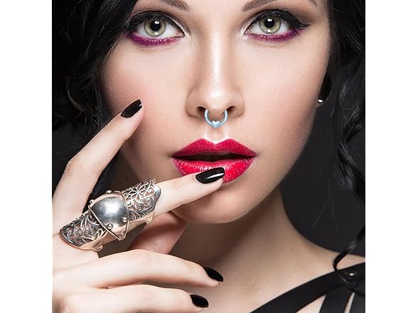 G23 Titanium Heart Nose Ring Ice Blue