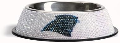 The Memory Company Officially Licensed Stainless Steel Pet Bowl, Premium Bling Team Logo Dog & Cat Food & Water Dish, Non-Slip Rubber Base, for Large/Small Breeds