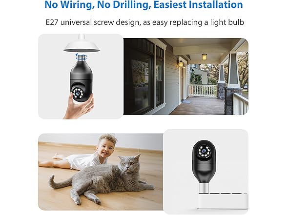 Gianteye 2K Light Bulb Security Camera