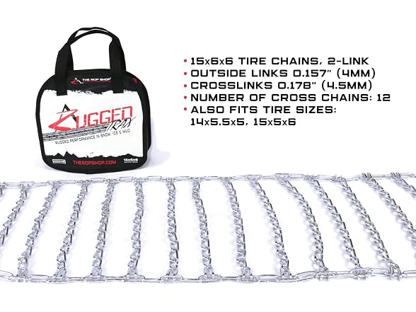 The ROP Shop Pair of 2 Link Tire Chains 15x5x6