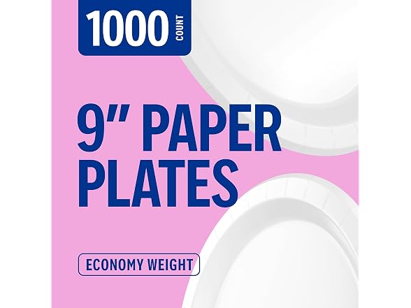 Perk White Paper Plates 9 Inch 1000 Count