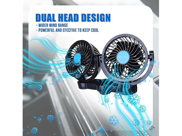 Zone Tech EL0024 12V Car Cooling Air Fan Black Black