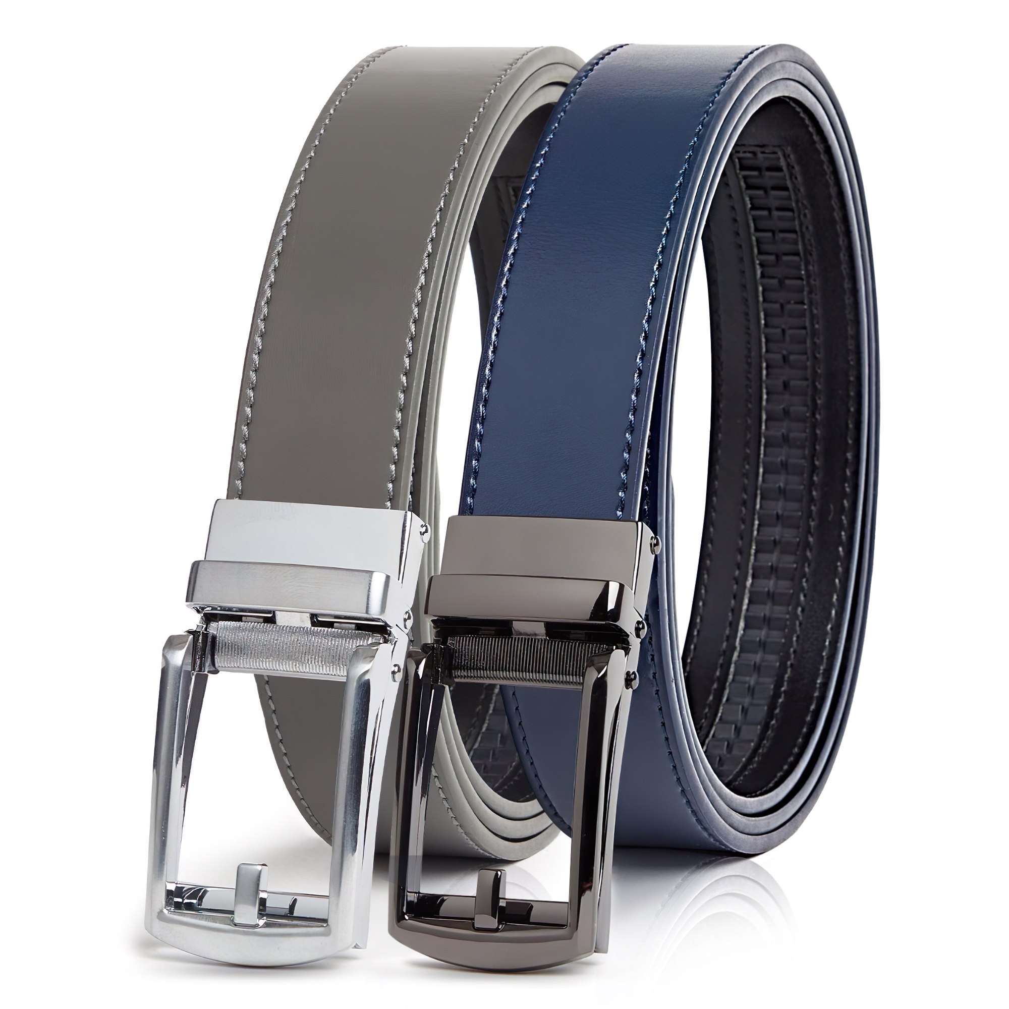 Carlo Fellini Mens Leather Ratchet Belt - Gallery 48