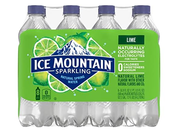Ice Mountain Lime Sparkling Water 16.9oz (8pk)