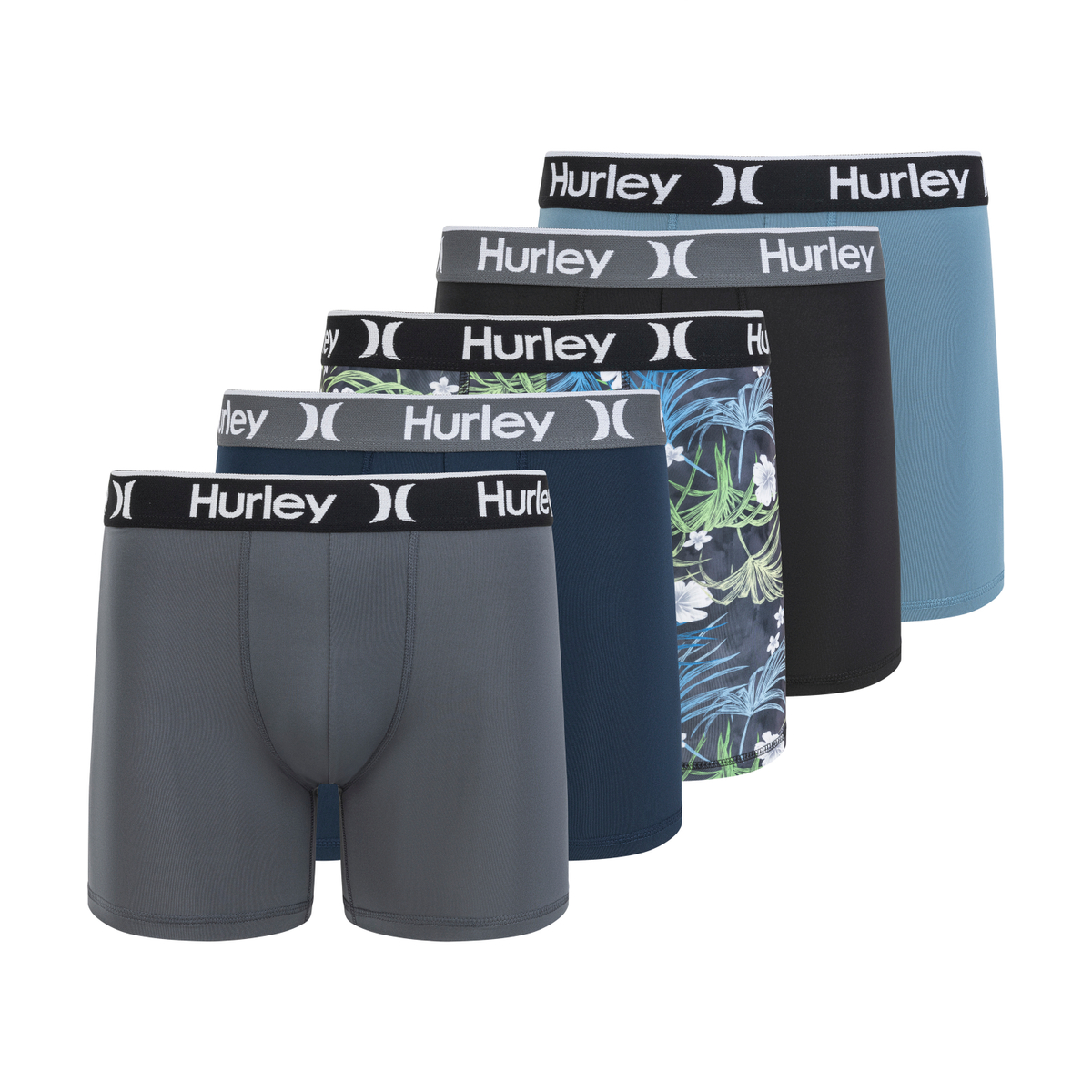Hurley Men's 5 Pack Printed Boxer Briefs - Gallery 20
