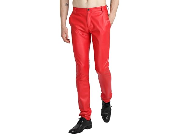 Yeokou Men (42) Faux Leather Pants Skinny Trousers
