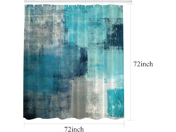 Batmerry Turquoise Grey Abstract Shower Cutain
