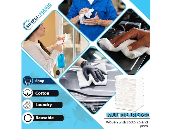 Simpli-Magic 79100 Shop Towels, 14"x12", Basi
